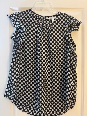 POPSUGAR Black & White Polka Dot Ruffle Sleeve Camisole